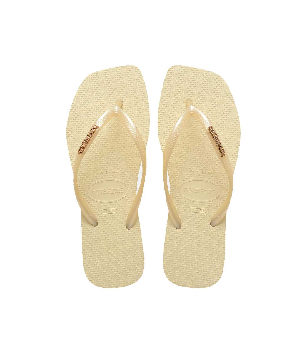 Havaianas Women's Slim Square Metalic Logo Thongs