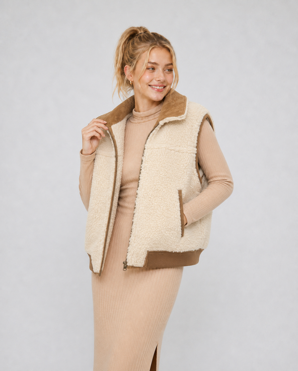 UGG Women's Lorne Reversible Zip Vest - Chestnut/Natural