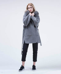 Cashmire Wool Fox Fur Coat