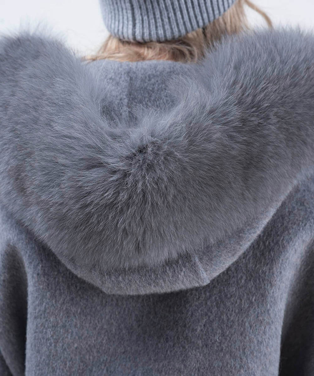 Cashmire Wool Fox Fur Coat