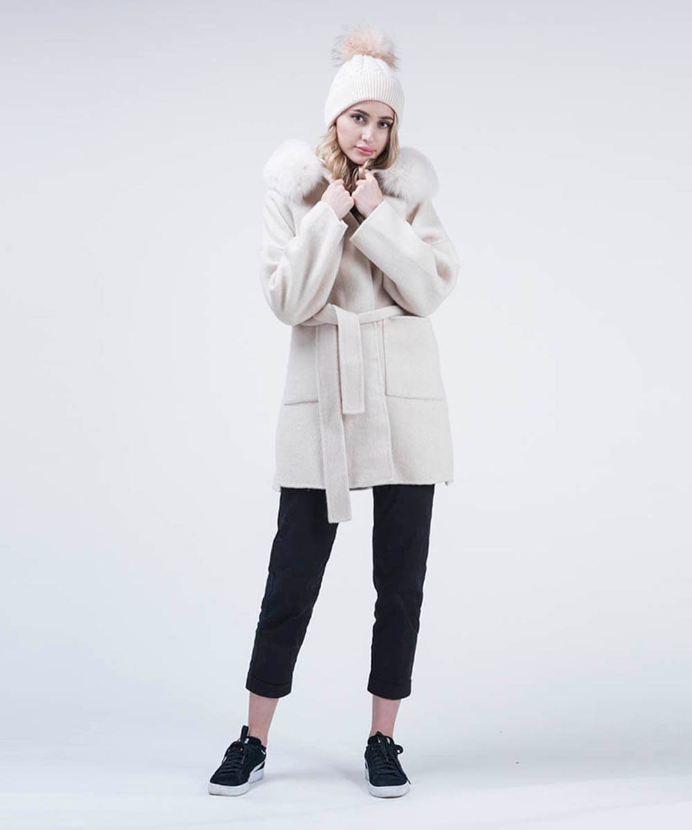 Cashmire Wool Fox Fur Coat