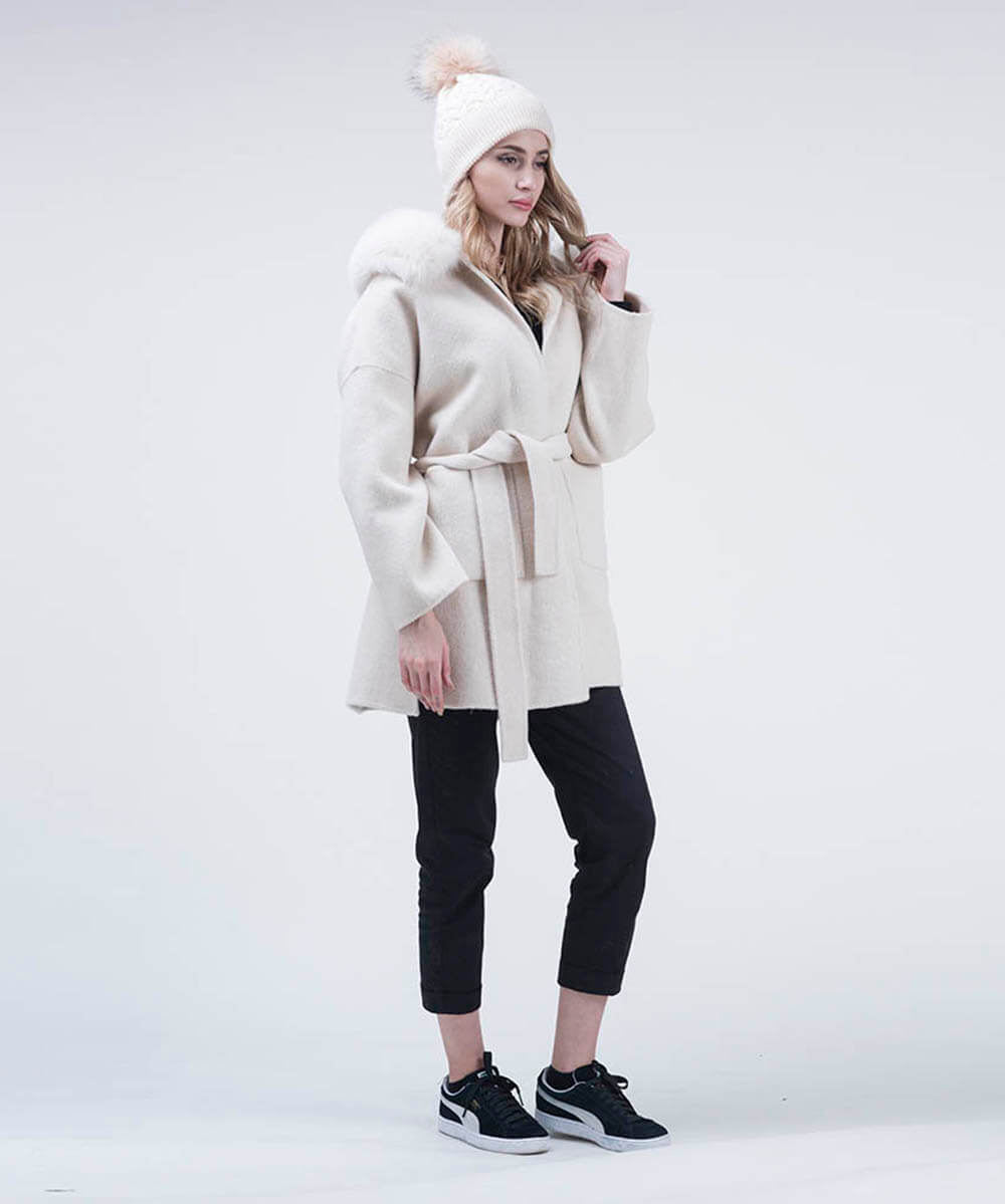 Cashmire Wool Fox Fur Coat