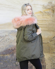 Parka Jacket Green Pink